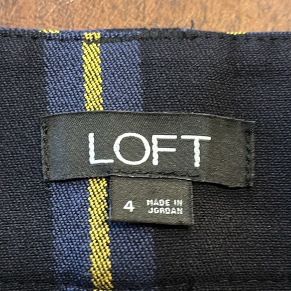 Loft Vertical Striped Trousers Dress Pants Black Navy Blue Yellow Size 4 - Picture 3 of 4